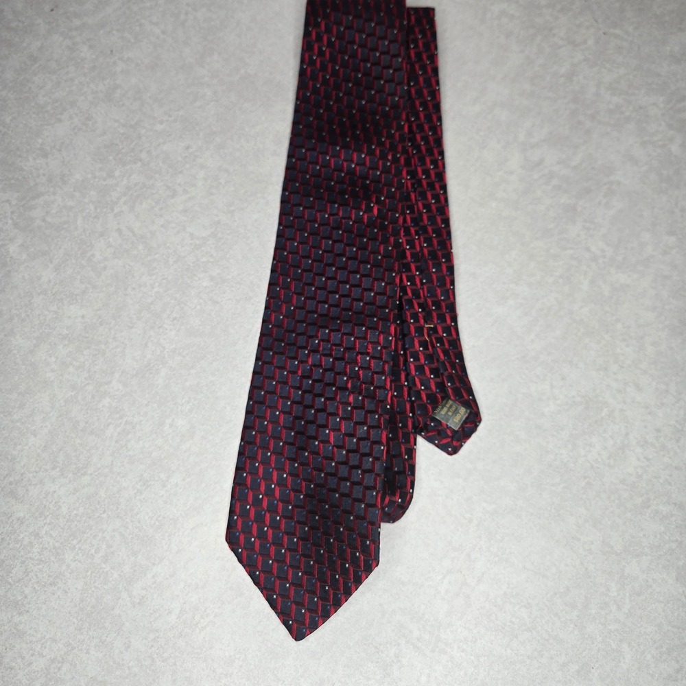 Principe Necktie Italian Silk Blend Red Black Patterned‎ Geometric Tie